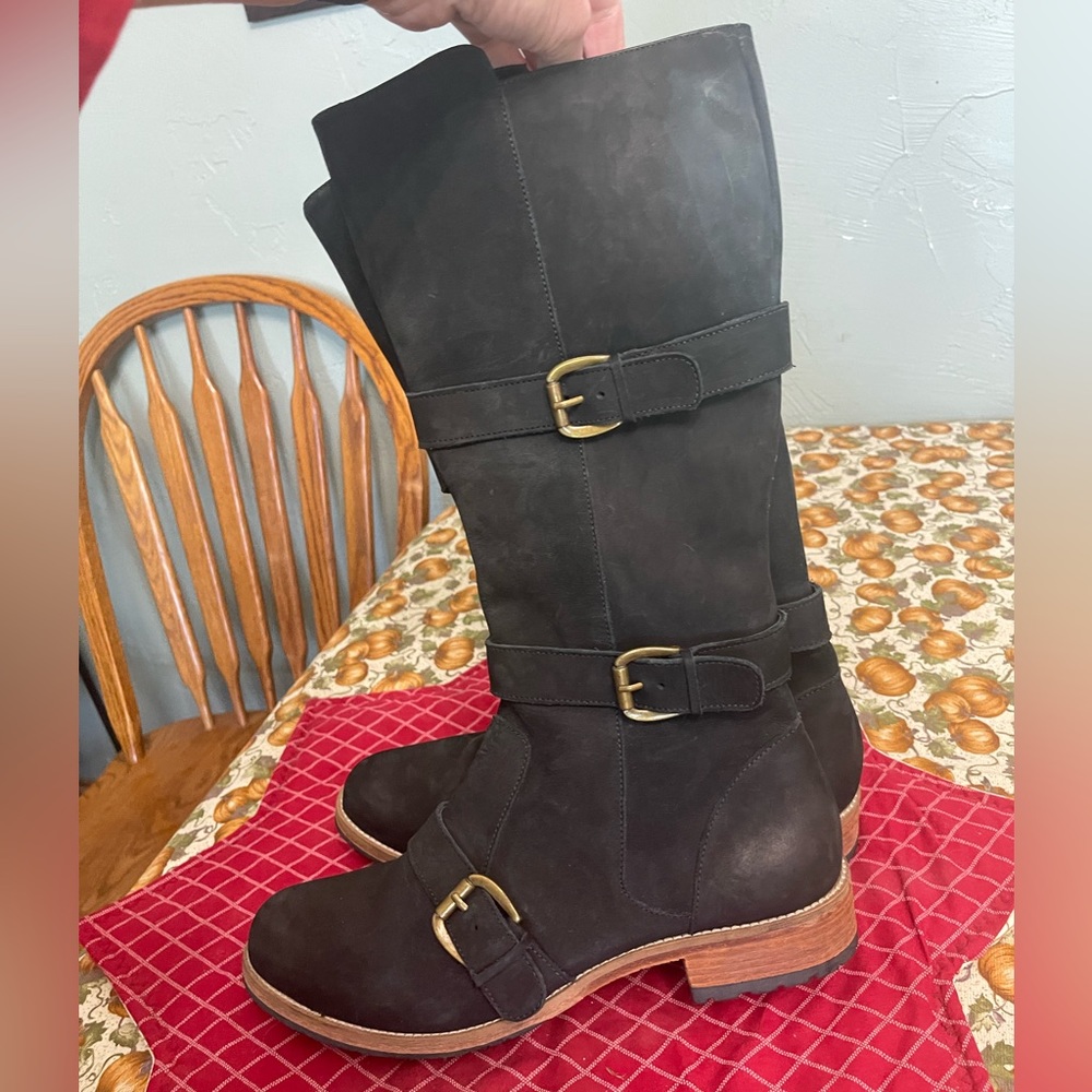 Fortress of Inca tall black leather buckle boots! SUNDANCE